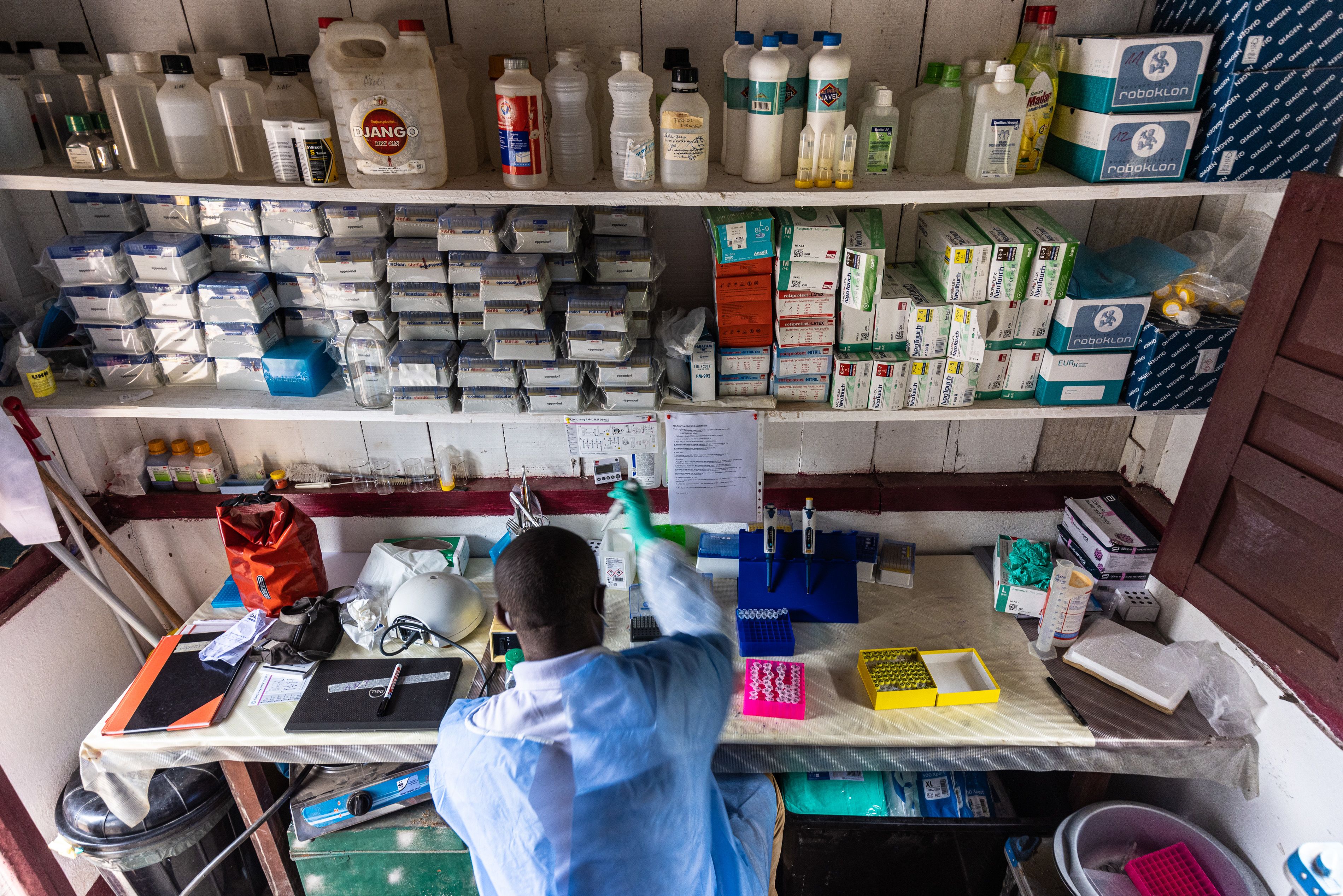 Scientist working in field lab