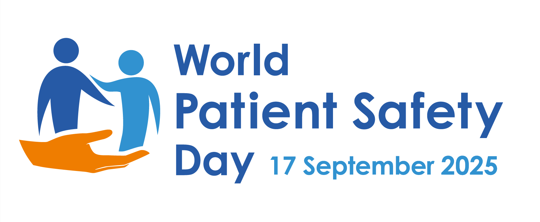 logo for world patient safety day  - hand holding two people